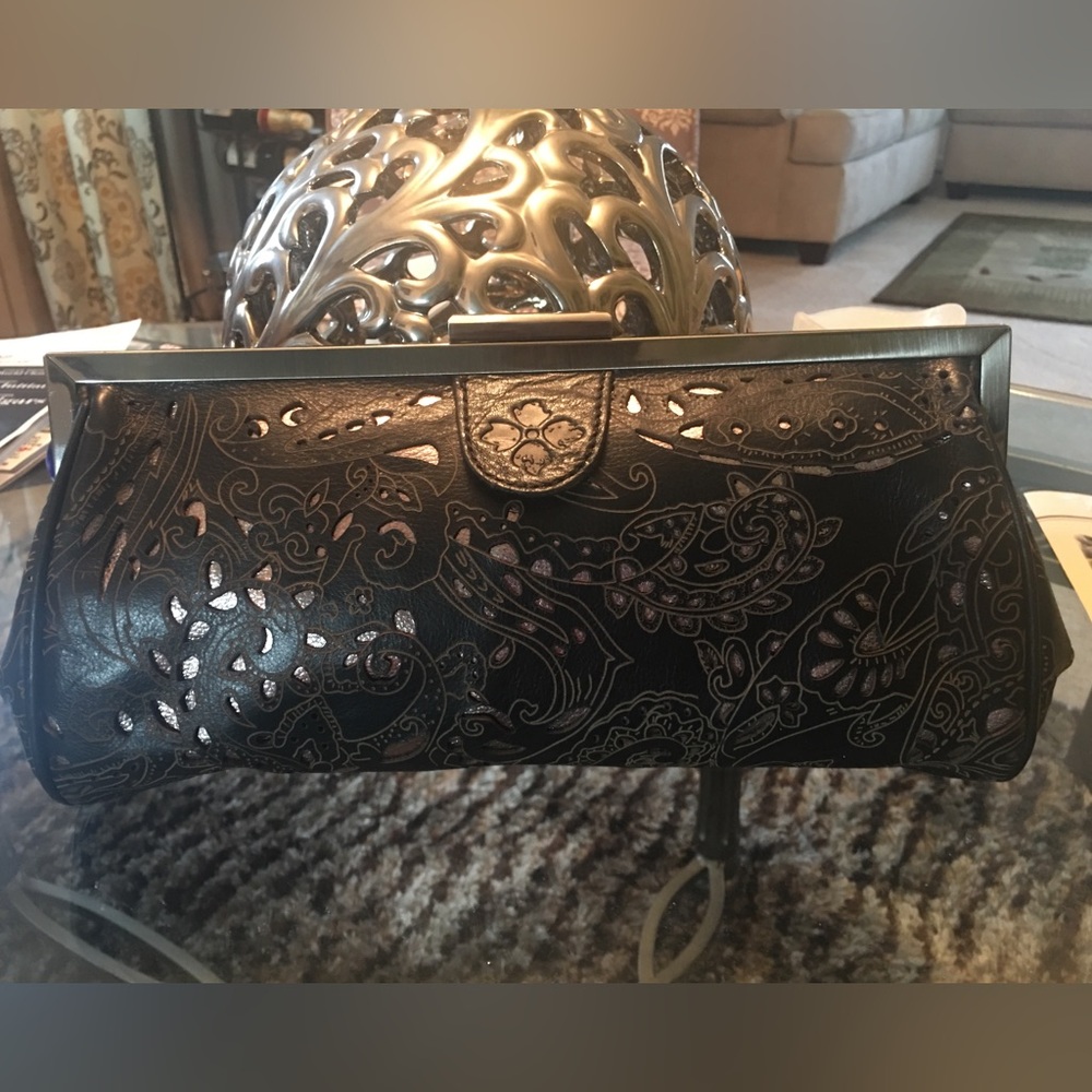 Patricia Nash Black Laser Cut Athena Shoulder bag